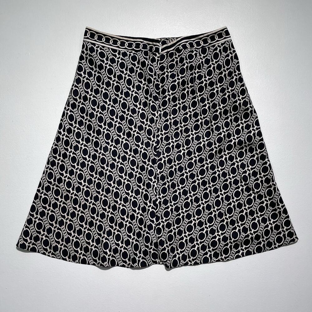Vtg Y2K Tommy Hilfiger Silk Chain Patterned Skirt / Sz 6 / Op Art Glam Flowy